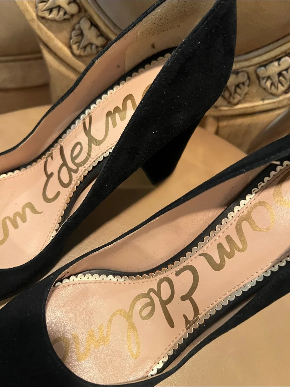 Sam Edelman Black Suede Rounded Toe Pump